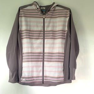 Adidas Lightweight Windbreaker Gray and Pink Jacket with a Hood Size M